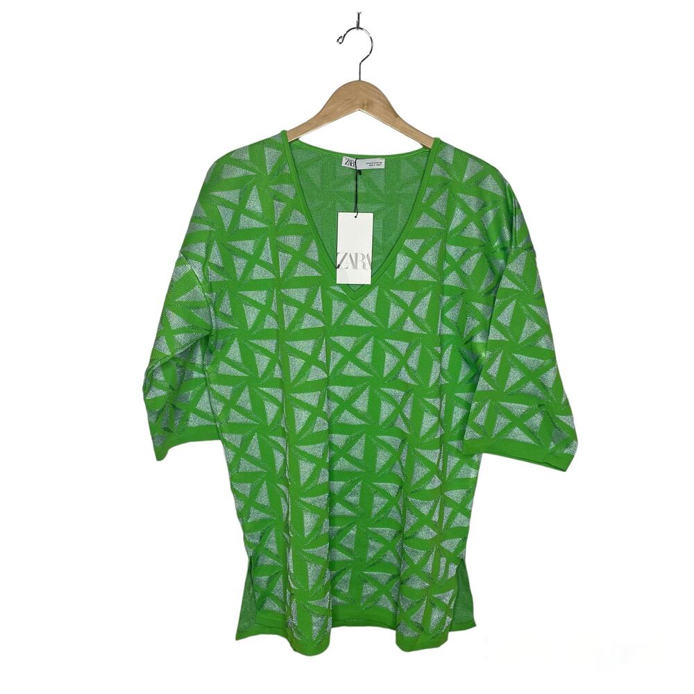 ZARA Green Jacquard Sweater